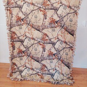 Real Tress Tan Double-Sided Fleece Throw Blanket #62 (49in W 67.5in L)